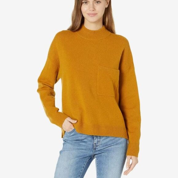 Madewell Sweaters - Madewell Redmond camel mock neck front pocket boxy wool blend sweater top